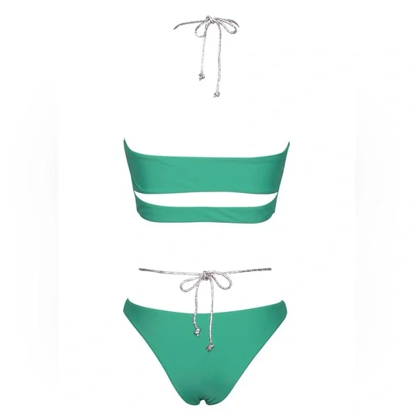 Miss Circle Danica Crystal Tie Bikini - Green - Crystal Top/Bottom - Size M NWT! - Picture 4 of 7